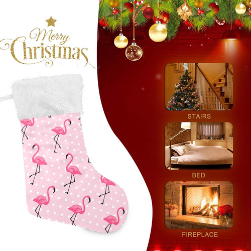 Medias De Navidad Flamenco Puntos Blancos 45 Cm Decoración