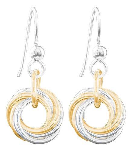 Dainty Two Tone Knot Dangle Earrings With Mixed 14k Gold Fil