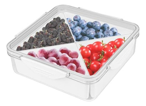 Square Divided Serving Tray With Lid - White Veggie Tray Wit