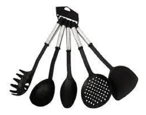 Imagen 2 de 3 de Set De 5 Utensilios De Cocina De Teflon Con Mango De Acero