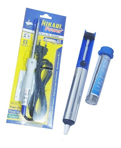 Kit Ferro De Solda 40w Hikari 127v Sugador Estanho Tubinho