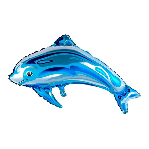 Globo Metalizado Delfin Animal De Mar Azul 84x48 Cm 