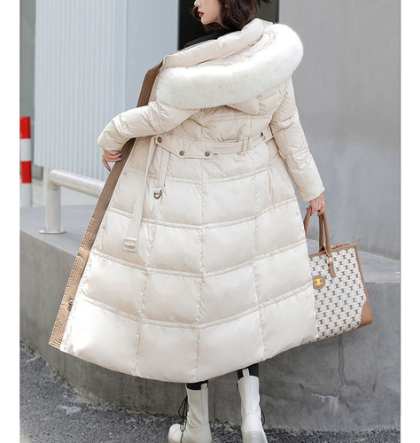 Parka Larga Para Mujer, Chamarra De Algodón Con Cinturón Y