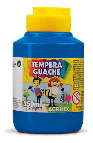 Tinta Tempera Guache Escolar Acrilex 250ml Cor Azul Turquesa