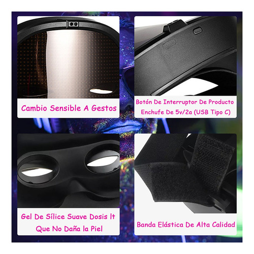 Máscara Led Fiesta Recargable Hallowen Cosplay Multi Luminos