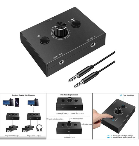 Conmutador De Audio Estéreo De 3,5 Mm Selector De Salida 1