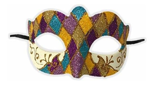 Argyle Glitter Half Mask Mardi Gras Masquerade Disfraz Acces