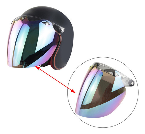 3 Snap Visor Para Cascos Abiertos Flip Up Down Face Retro
