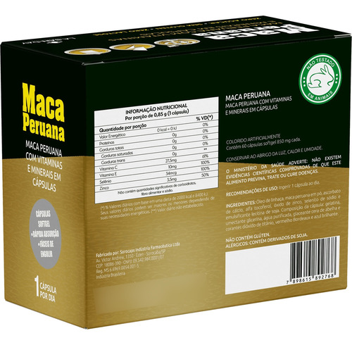 Maca peruana 60 cápsulas - Sabor La Sanday sin sabor