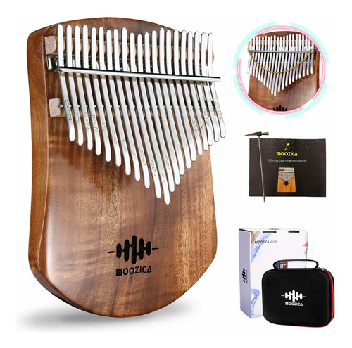 Moozica Piano De Pulgar Koa Kalimba Slido De 21 Teclas, Tabl