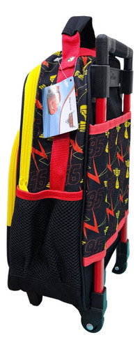 Mochila Escolar Cars Carros Com Rodinhas E Alça Infantil Cor Preto Desenho do tecido Estampado