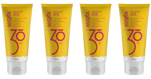 Protetor Solar Facial Toque Seco Ricosol Fps30 50g - 4 Und