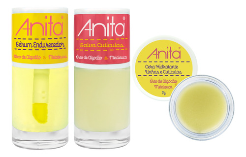 Kit Salva Cutículas Sérum Endurecedor Cera Hidratante Anita