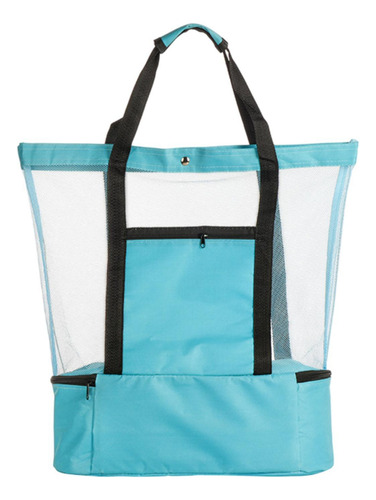 Mesh Beach Tote Bag Mujeres Con Mango Para Bocadillos Verde