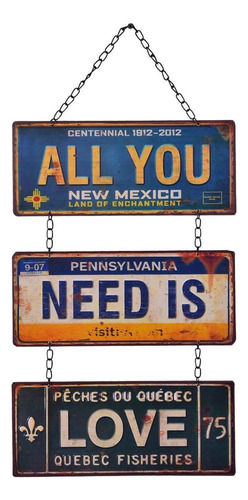 All You Need Is Love L Antique Wall Art Hanging Sign Pl...