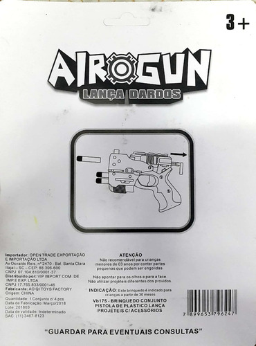 Air Gun Bang Arma Lança Dardos - Diverhobby