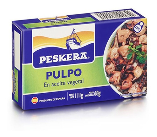 Pulpo En Aceite Vegetal Mariscos Gourmet Lata Peskera 111g