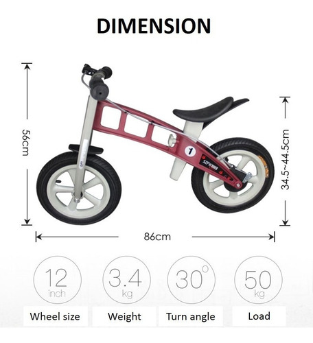 Imagen 3 de 5 de Bicicleta Balance Sin Pedal Fibra De Vidrio Llanta Neumática