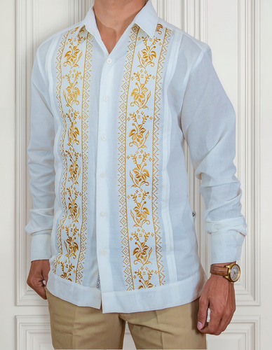 Guayaberas En Talla 50 Modelos Flor De Calabaza En Tela Lino