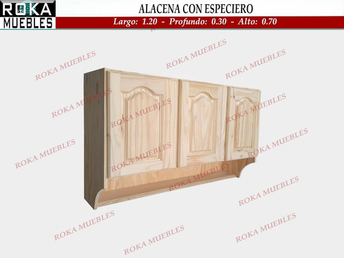 Imagen 3 de 10 de Alacena De 120 Pino Con O Sin Especiero Roka