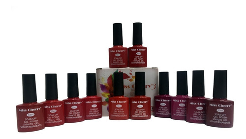 Imagen 2 de 3 de Gel Miss Cherry Gama A Semipermanente 12 Colores 10ml