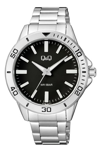 Reloj Q&q Malla Acero Inox Fondo Negro Q28b002py   