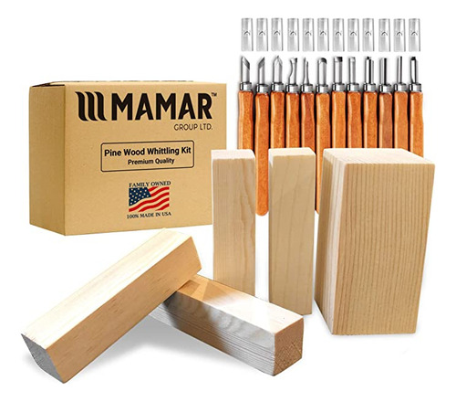 Mamar - Kit Para Tallar Madera De Pino (12 Piezas De Herram.