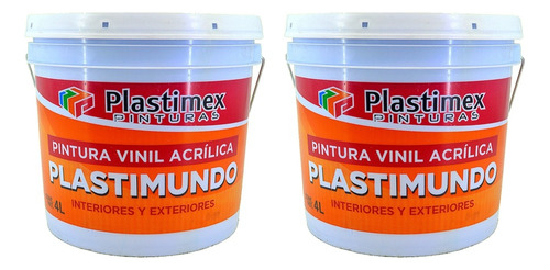 2 Pack Pintura Vinílica Plastimex Varios Colores Int Y Ext.