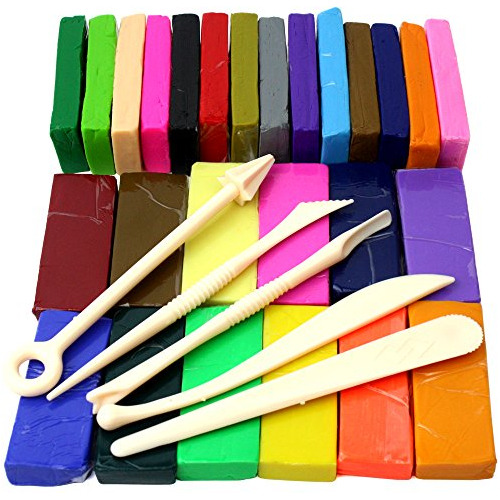 Polymer Clay Modeling Kit - 26 Colors With 5 Sculpting ...