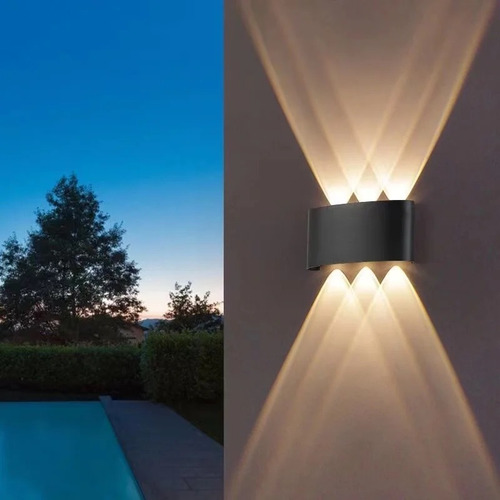 Lámpara De Pared Led Bidireccional, Luz Blanca Cálida Estructura Negro