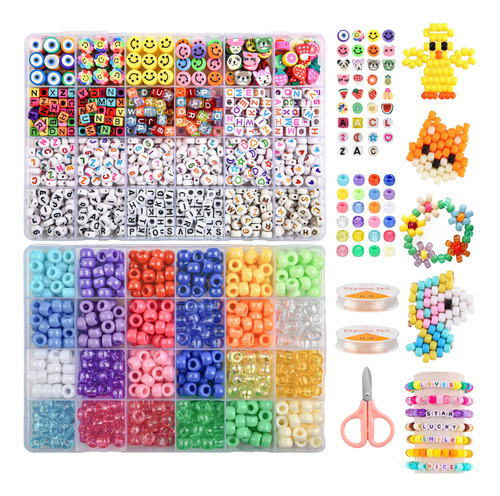 Uniayseng Kit De Cuentas De Pony Para Hacer Pulseras, 24 Col