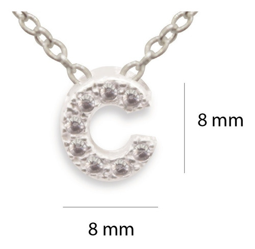 Collar Letra C Zirconia Inicial Dije Plata 925 Mujer Joya