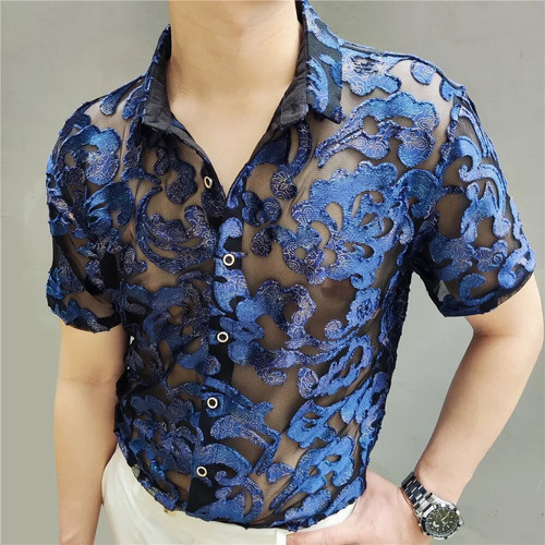 Camisa Dorada De Lujo, Camisa De Manga Corta, Camisa De Flor