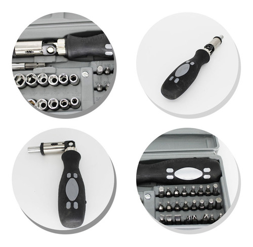 Imagem 4 de 5 de Kit Chave Catraca Parafusadeira Fenda Philips Soquetes 41 Pç