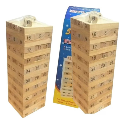 Juego De Jenga Mini Wiss Toy O Torre Infernal 54 Piezas