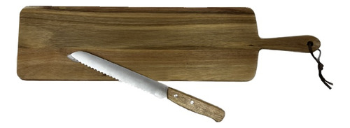 Tabla Para Cortar + Cuchillo, Pan Queso Embutidos Mad Acacia