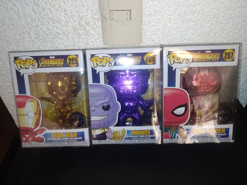 Pack Infinity War Chrome Thanos / Spiderman / Ironman Funko