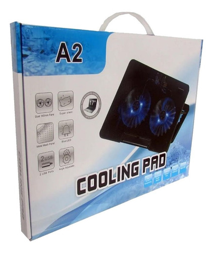 Base Para Laptop Cooling Pad A2, 6 Niveles 2 Ventiladores