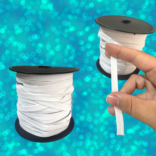 Kit 2 Elásticos Chato Número 16 De 0.9mm Branco De 50m