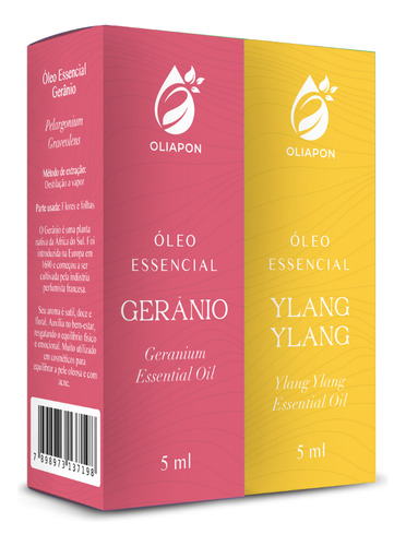Kit 2 Óleo Gerânio E Ylang Ylang 100% Puro Oliapon