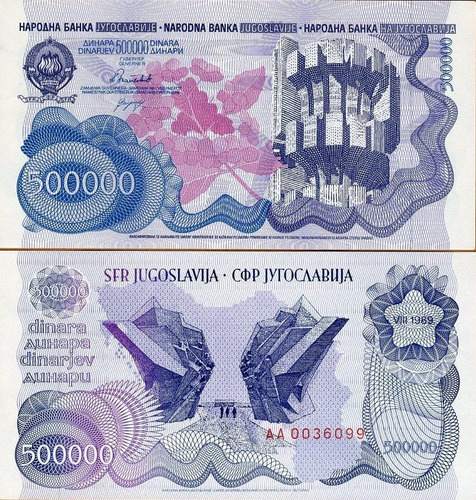 Yugoslavia - 500.000 Dinares - Año 1989