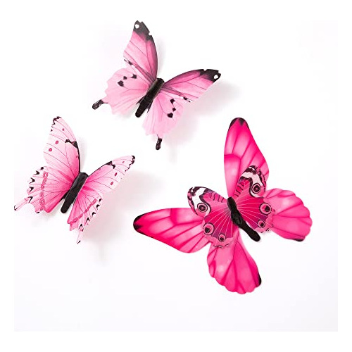 Mariposas Decorativas Stickers 3d Rosa  X 48u