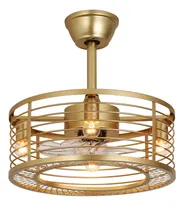Comprar Ventiladores De Techo Con Jaula Dorada Con Luces Y Control R