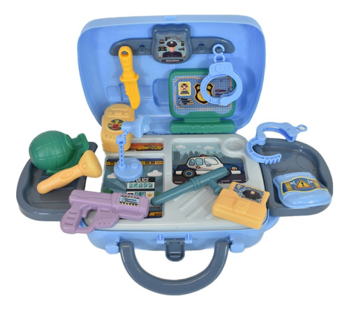 Imagen 3 de 4 de Set De Policia Infantil Para Niños Valija 20 Pc