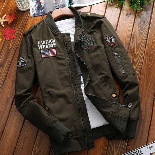 Chaqueta Militar De Algodón Estilo Aviador Para Hombre