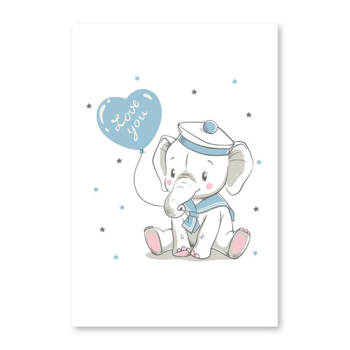 Imagem 3 de 6 de Placas Decorativas Elefante Azul Para Quarto 30x40cm Kit 4un