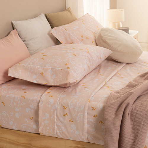 Sábanas De 2 Plazas Arredo Estampadas Florales Cl Color Rosa natural