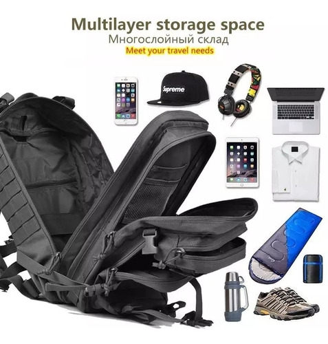 Mochila Táctica 50 Litros De Capacidad Con Sistema Molle
