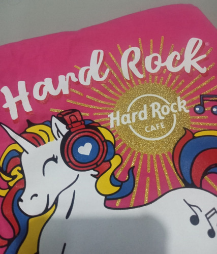Franela Hard Rock Café Unicornio Rosada Talla L