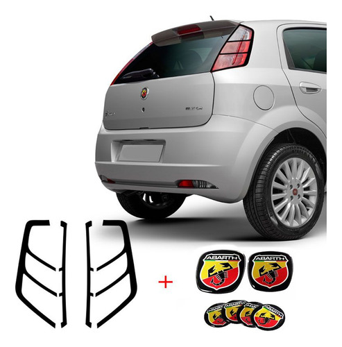 Kit Jogo De Emblemas Fiat Abarth Punto + Aplique Da Lanterna